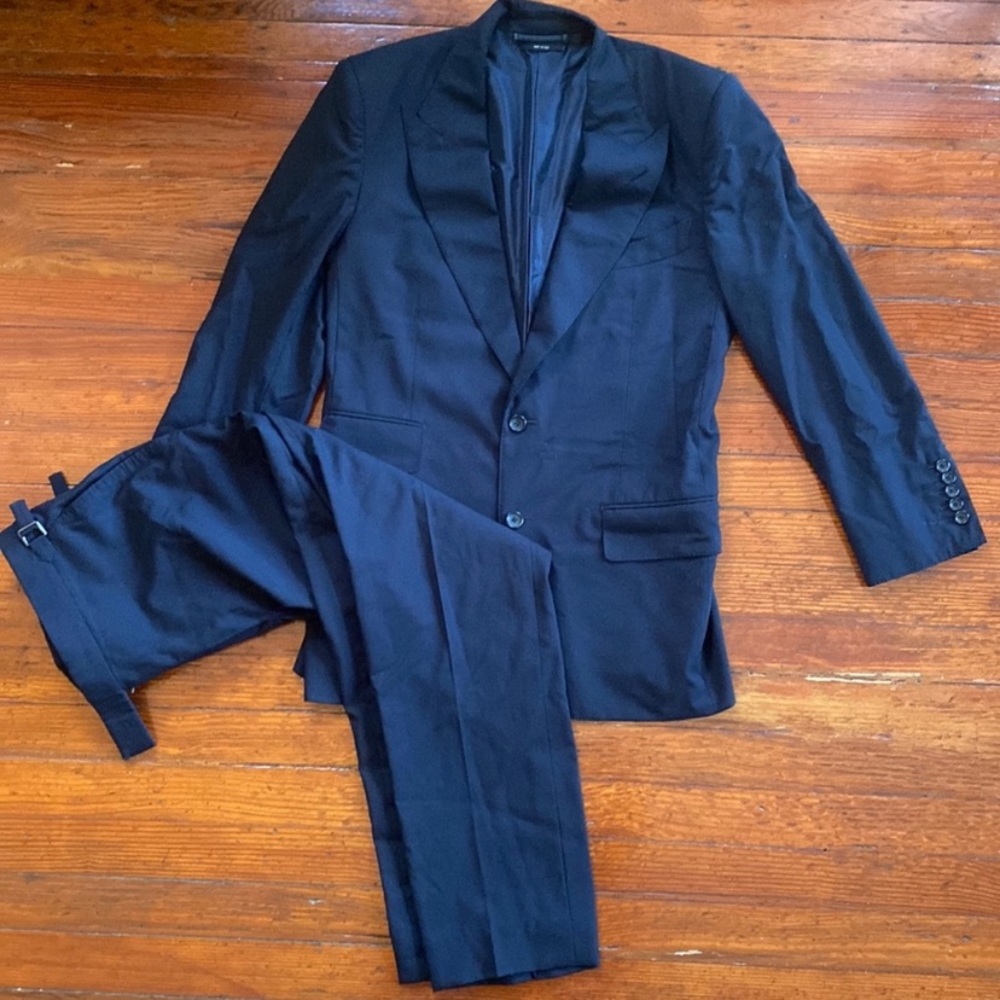 Tom Ford Dark Midnight Navy Suit Wool Silk 50L